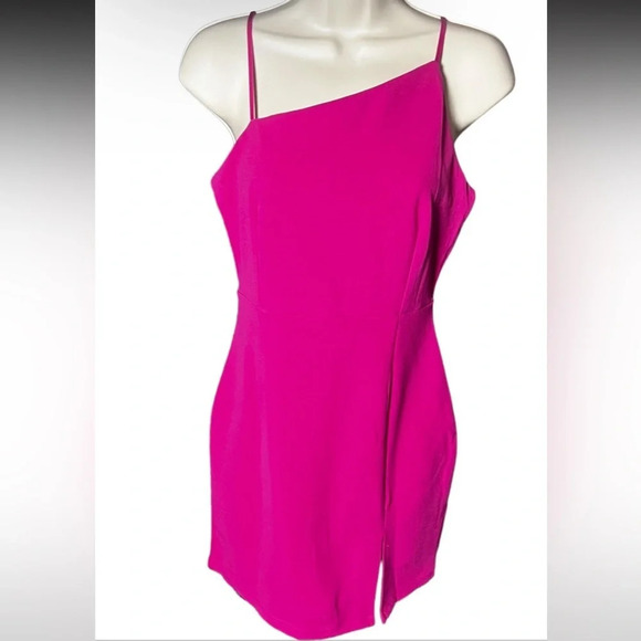 Hot Pink Asymmetrical Mini Dress – NWT, Size Small (4–6) - Picture 5 of 5